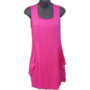 Michael Tyler Women's XS Bright Pink Stretch Sundress Deep Pockets Comfort Fit